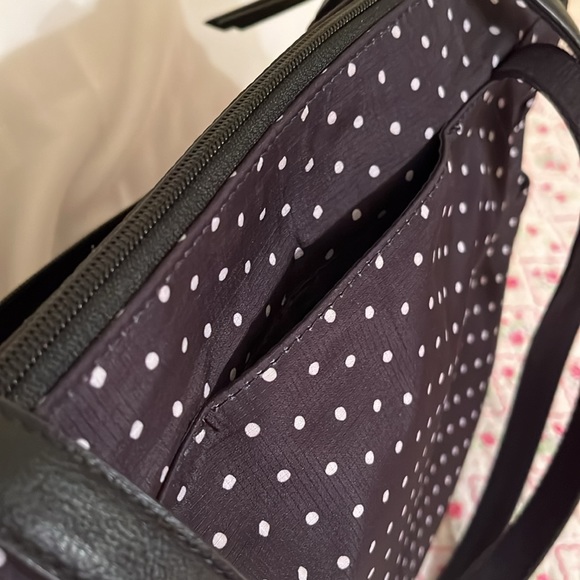 Fossil Black & White poka dot carry-all Handbag - Picture 7 of 10